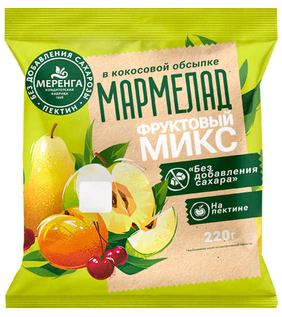  Меренга Мармелад без сахара в кокосовой обсыпке Фруктовый микс, 220г   в Архангельске