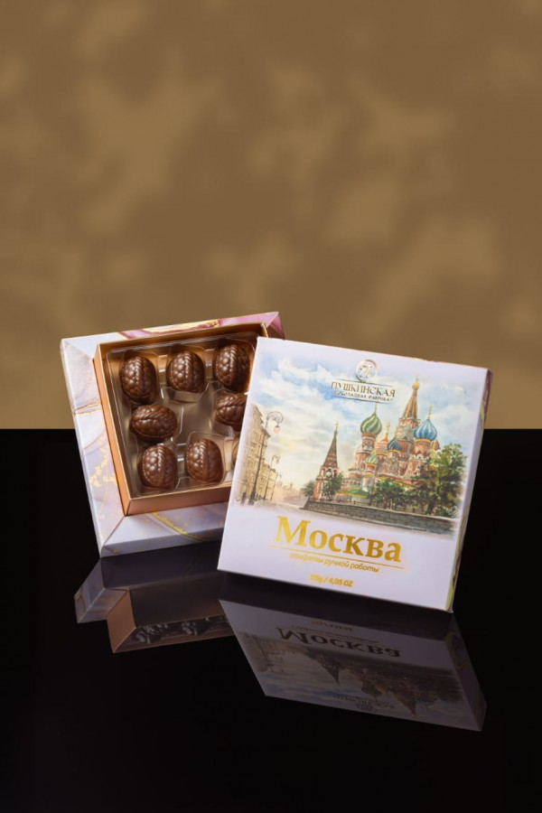 №1 Пушкинская фабрика Конфеты Фундук-Малина (Москва), 115г(розовая коробка) в Архангельске