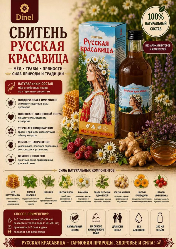 №3 Сбитень Русская красавица, 250мл в Архангельске